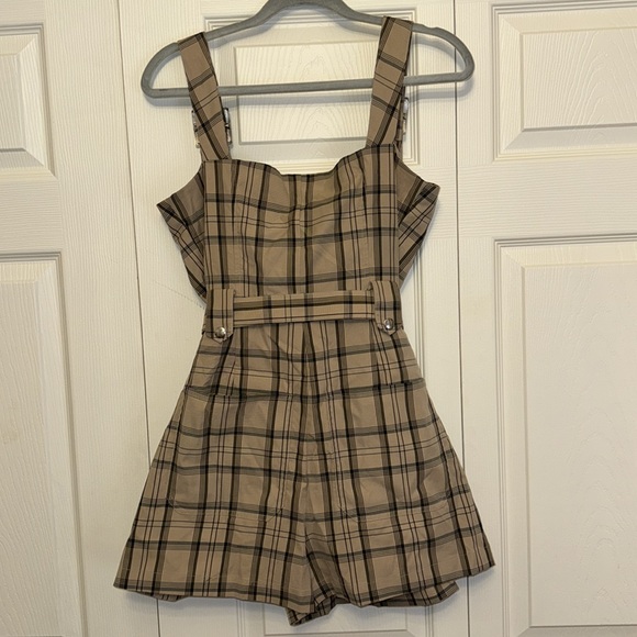WeWoreWhat plaid belted romper - Picture 2 of 6